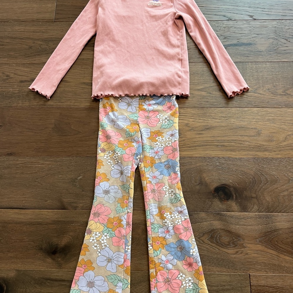 Mock Turtleneck with Floral Flare Pants H&M Outfit Girls 6/7